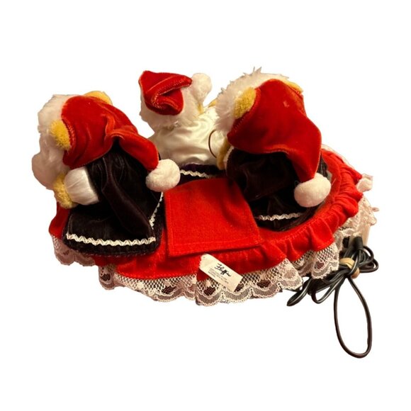 Fluffies Animated Singing Christmas Bears On Basket Base With Power Adapter - Picture 6 of 7